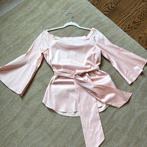 White House Black Market Off-Shoulder‎ Blouse With Belt - Picture 12 of 17